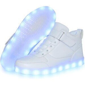 ⚡Unisex White High Top Light Up Shoes USB Charging Glowing Luminous LED Sneakers